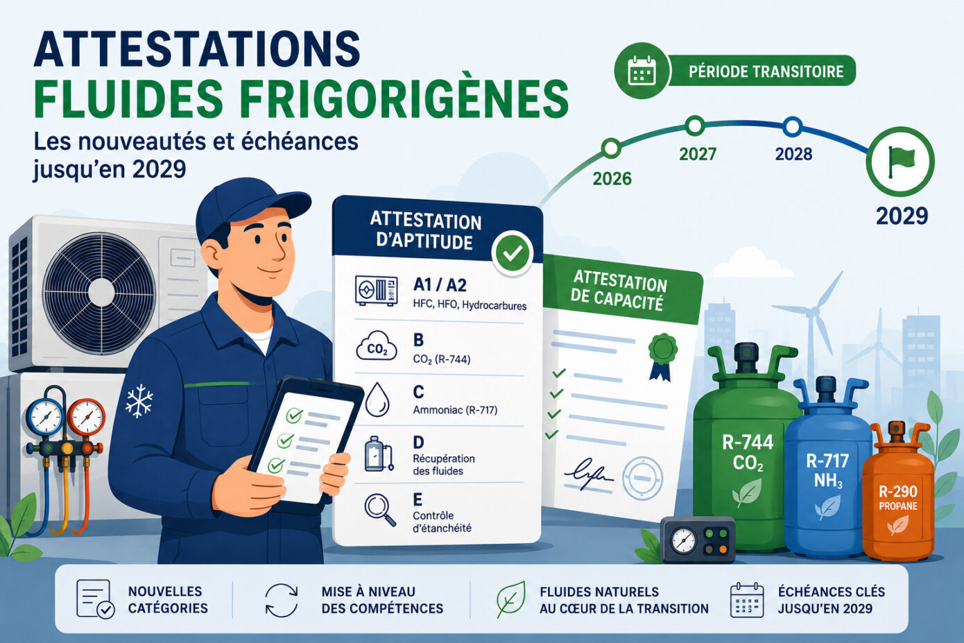 Attestations fluides frigorigènes nouveautés et échéances jusqu'en 2029
